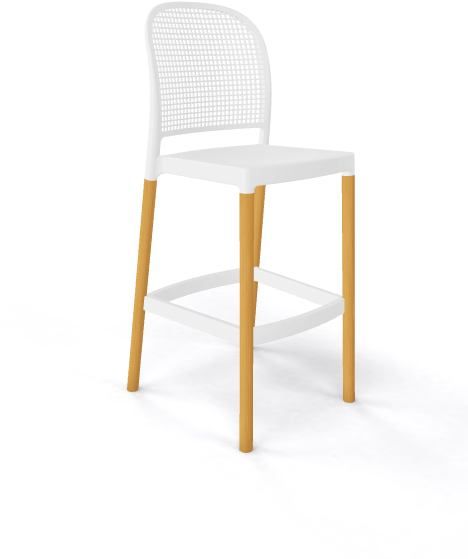 GABER - Barová židle PANAMA BL - vysoká, bílá/buk - 