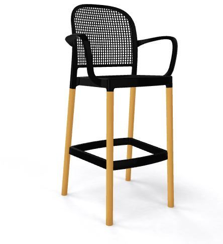 GABER - Barová židle PANAMA BLB - vysoká, černá/buk - 