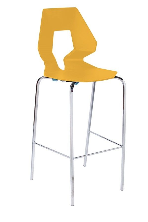 GABER - Barová židle PRODIGE - vysoká, hořčičná/chrom - 