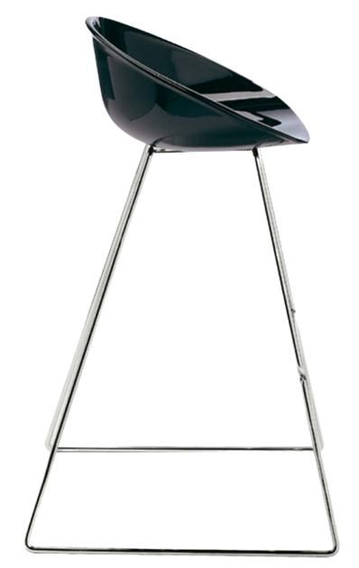 PEDRALI - Nízká barová židle GLISS 902 DS s chromovanou podnoží - černá - 