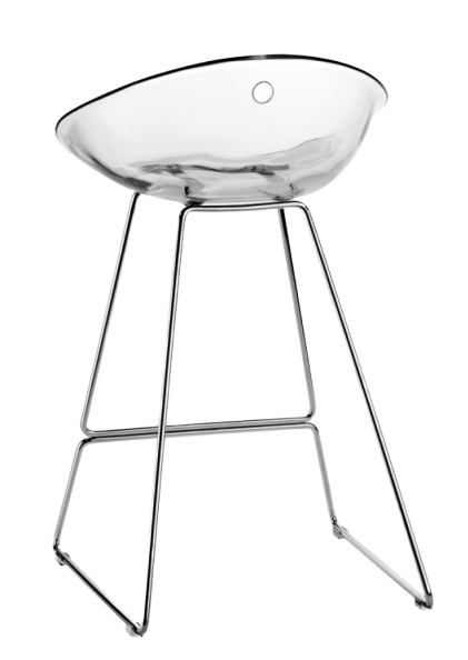 PEDRALI - Vysoká barová židle GLISS 906 DS s chromovanou podnoží - transparentní - 