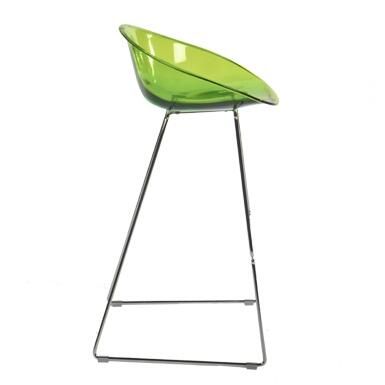 PEDRALI - Vysoká barová židle GLISS 906 DS s chromovanou podnoží - transparentní zelená - 