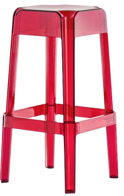 PEDRALI - Vysoká barová židle RUBIK 580 DS - transparentní červená - 
