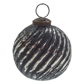 Černo-stříbrná antik skleněná ozdoba koule I - Ø 7*7 cm Clayre & Eef
