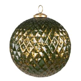 Zeleno-zlatá skleněná ozdoba koule XL - Ø 15*15 cm Clayre & Eef