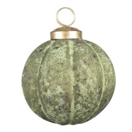 Zeleno-hnědá skleněná ozdoba koule - Ø8*8 cm Clayre & Eef