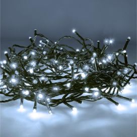  LED venkovní vánoční řetěz, 50 LED, 5m, přívod 3m, 8 funkcí, časovač, IP44, studená bílá  1V110-W-1