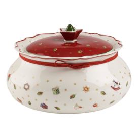 Červeno-bílá porcelánová nádoba na potraviny Villeroy & Boch, výška 14,4 cm