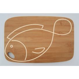 Vingo Bambusové prkénko s motivem ryby - 30 x 20 cm
