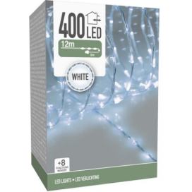 Venkovní světelný drát 400 LED, studená bílá, IP44, 8 funkcí