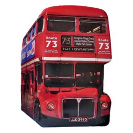 Nástěnná kovová cedule červený patrový autobus - 60*1*80 cm Clayre & Eef