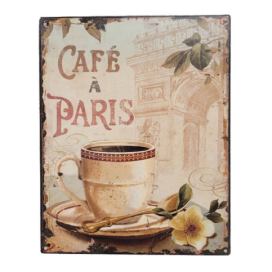 Nástěnná kovová cedule Café a Paris - 20*25 cm Ostatní
