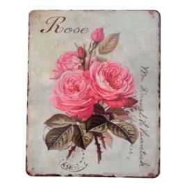 Nástěnná kovová cedule s růžemi Rose - 20*25 cm Ostatní
