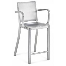 EMECO - Barová židle s područkami HUDSON - nízká