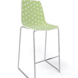 GABER - Barová židle ALHAMBRA ST nízká, bílozelená/chrom