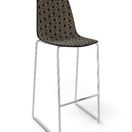 GABER - Barová židle ALHAMBRA ST vysoká, černobéžová/chrom
