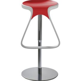 GABER - Barová židle OCTO - otočná, bíločervená/chrom