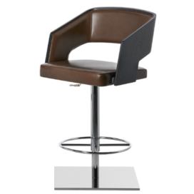 POTOCCO - Barová židle JOLLY se čtvercovou základnou a dřevěnými područkami