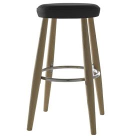 Výprodej Carl Hansen designové barové židle Ch56 (černá kůže kategorie &quot;C&quot;, konstrukce dub lakovaný / olejovaný, výška