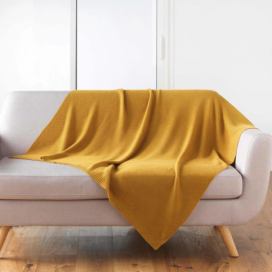 Douceur d\'intérieur Přehoz na postel TRICOTINE, 125 x 150 cm, žlutý