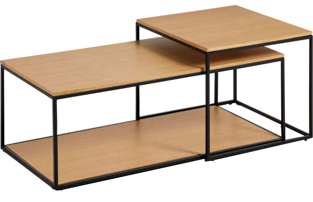 Set dvou dubových konferenčních stolků Kave Home Yoana 100x50/ 50x55 cm - Designovynabytek.cz