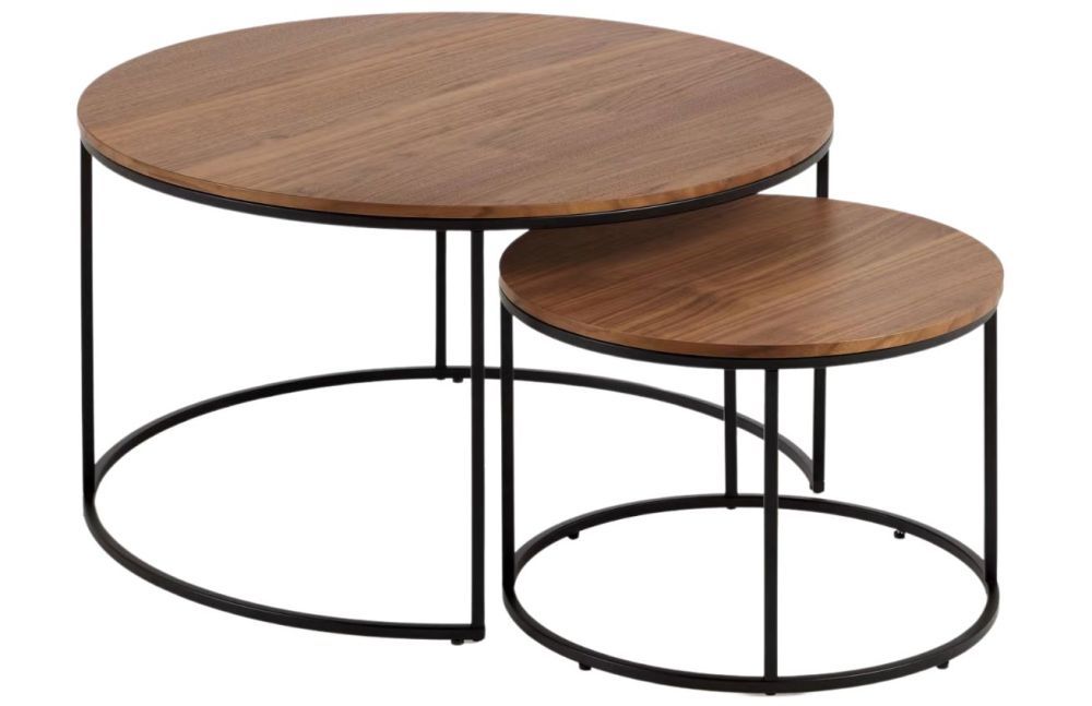 Set dvou ořechových konferenčních stolků Kave Home Yoana 50/80 cm - Designovynabytek.cz