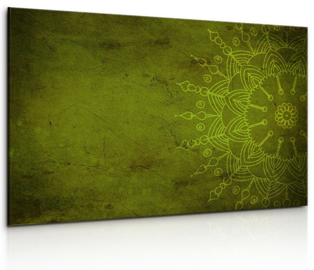 Obraz zelená mandala na zdi Velikost (šířka x výška): 150x100 cm - S-obrazy.cz