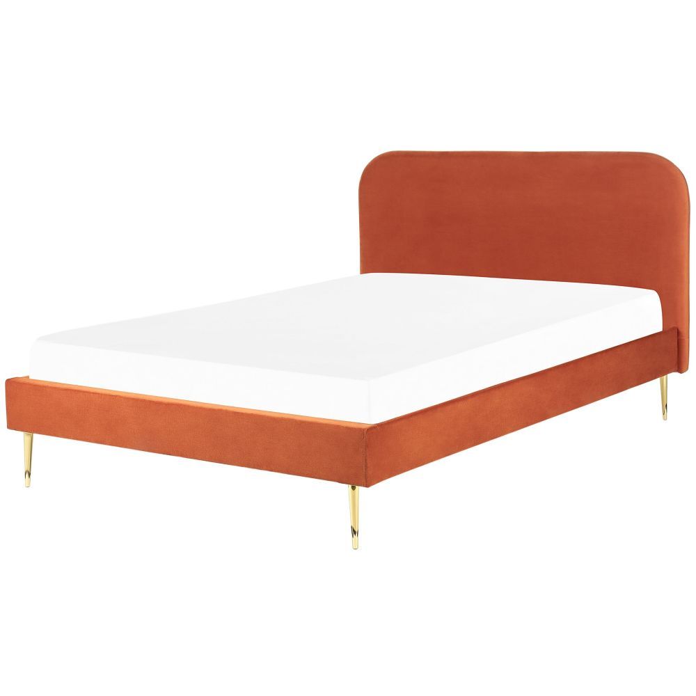 Sametová postel 160 x 200 cm oranžová FLAYAT - Beliani.cz