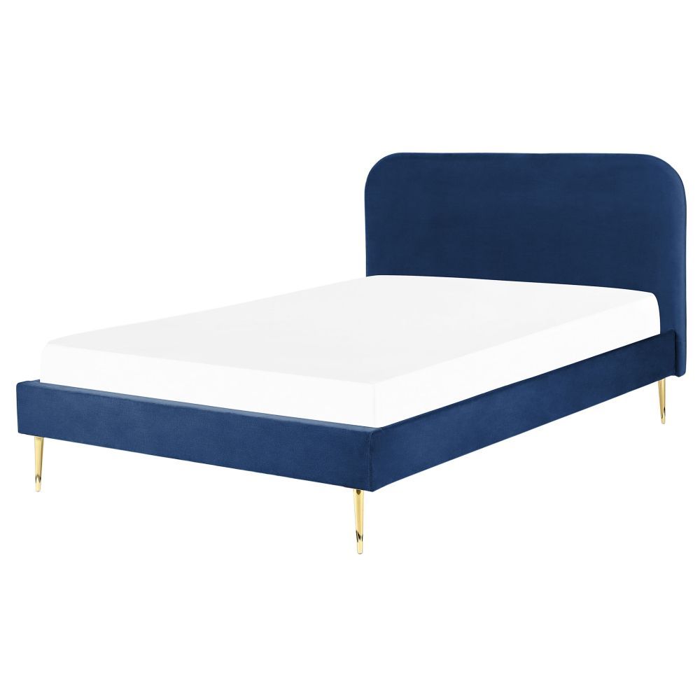 Sametová postel 140 x 200 cm modrá FLAYAT - Beliani.cz