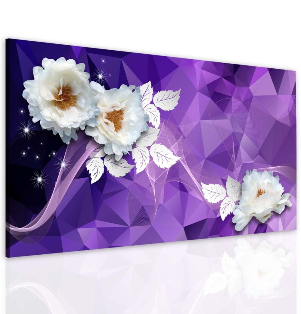 Obraz fialová abstrakce s květy Velikost (šířka x výška): 90x50 cm - S-obrazy.cz