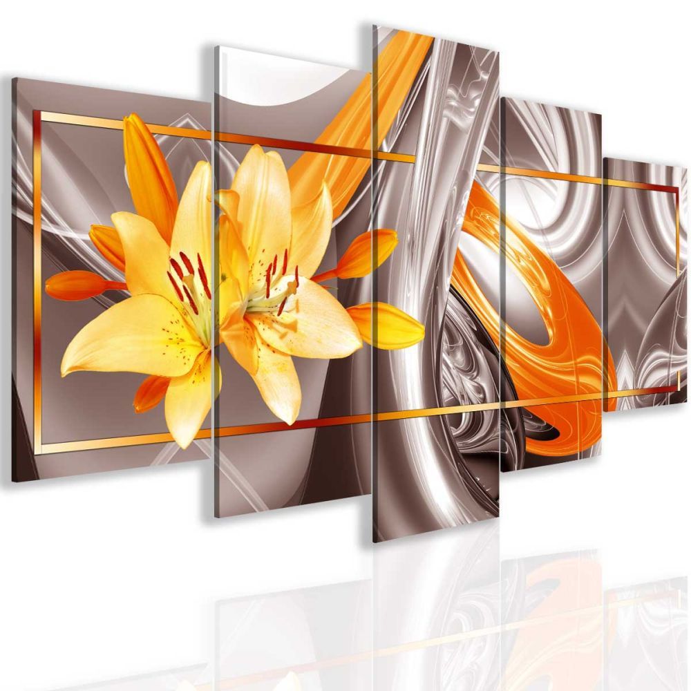 Abstraktní obraz lilie Orange Velikost (šířka x výška): 100x50 cm - S-obrazy.cz
