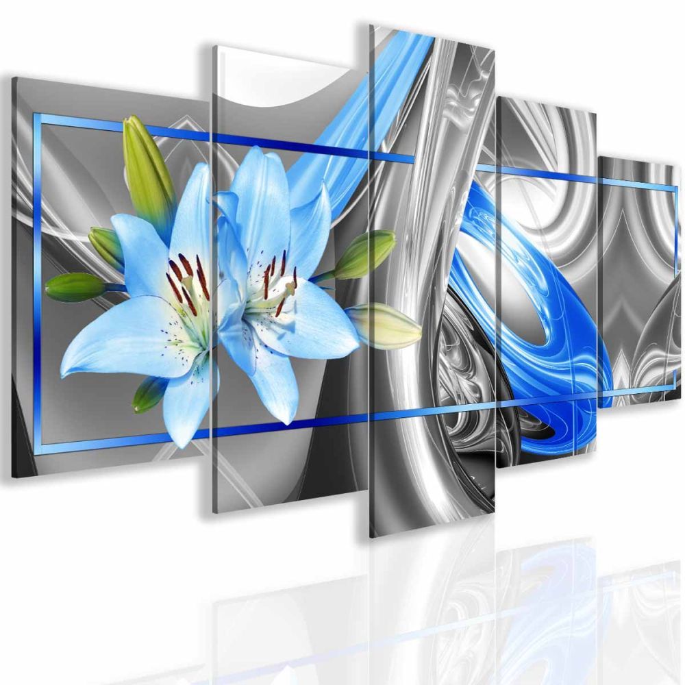 Abstraktní obraz lilie Blue Velikost (šířka x výška): 100x50 cm - S-obrazy.cz
