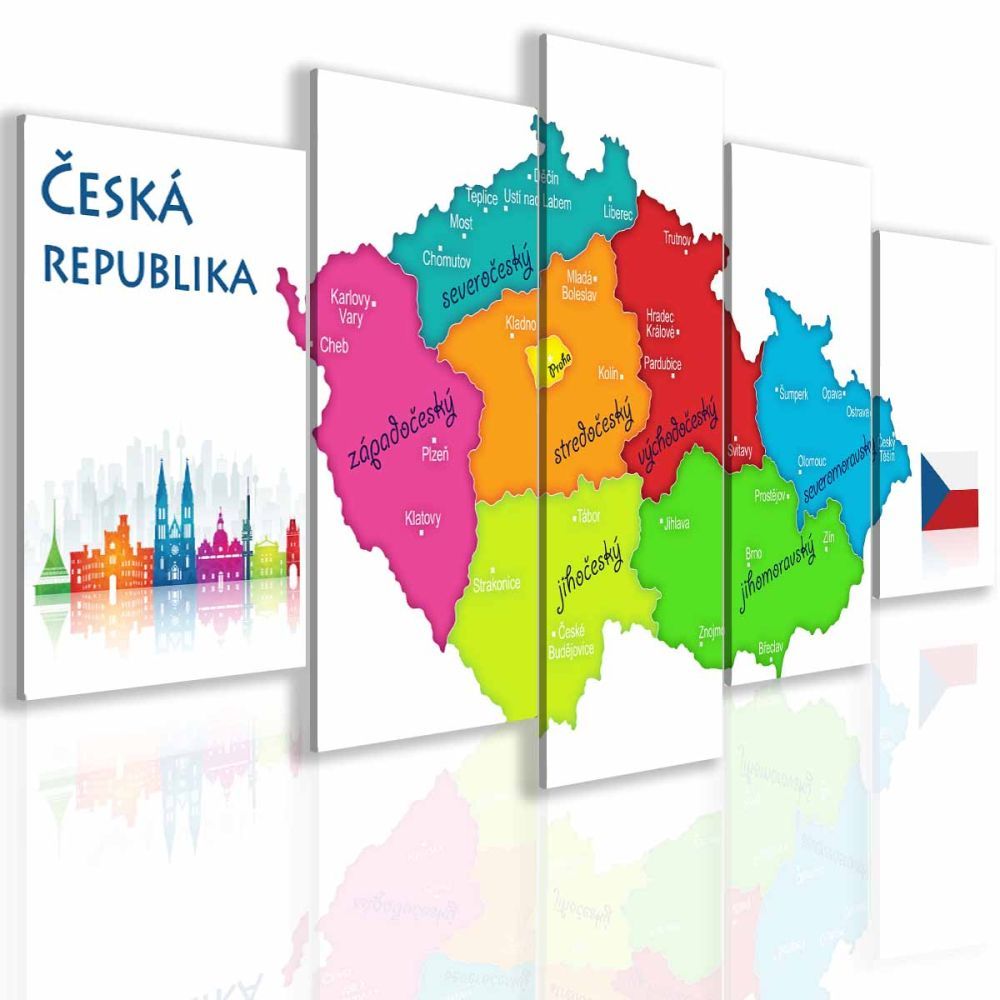 Obraz mapa Česká republika Velikost (šířka x výška): 100x50 cm - S-obrazy.cz