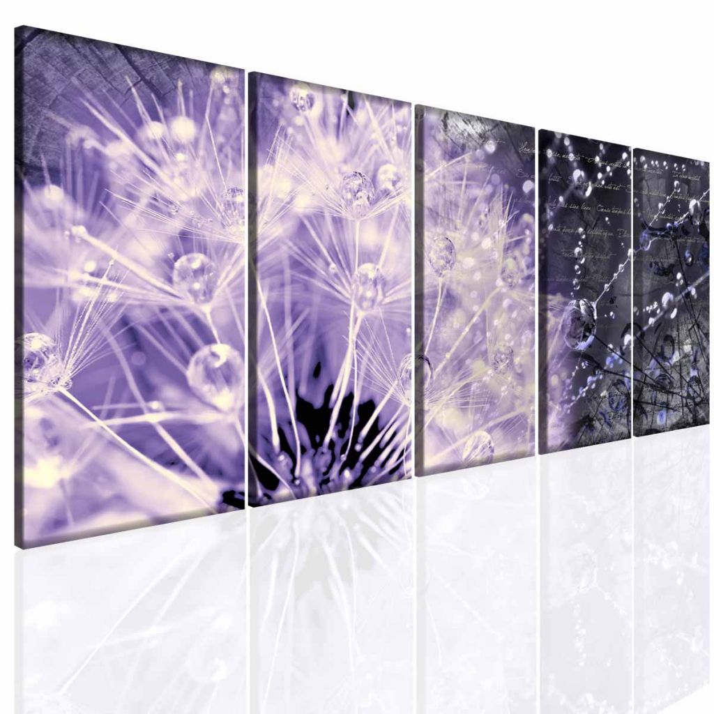 Pětidílný obraz pampeliška Purple Velikost (šířka x výška): 100x50 cm - S-obrazy.cz