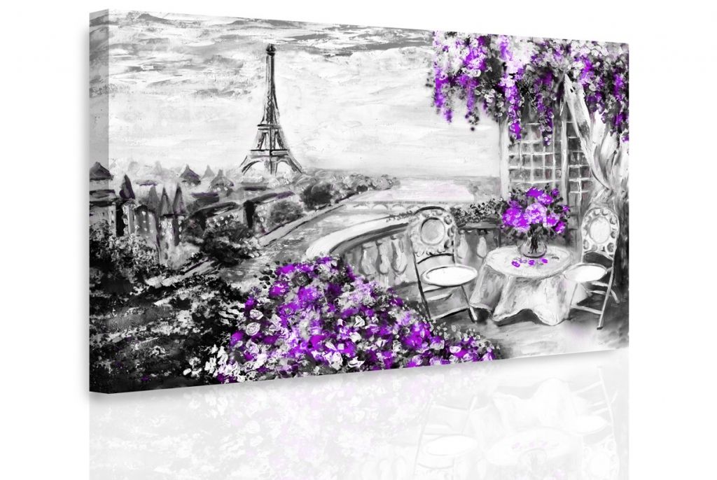 Obraz Paříž malovaná Purple Velikost (šířka x výška): 120x80 cm - S-obrazy.cz
