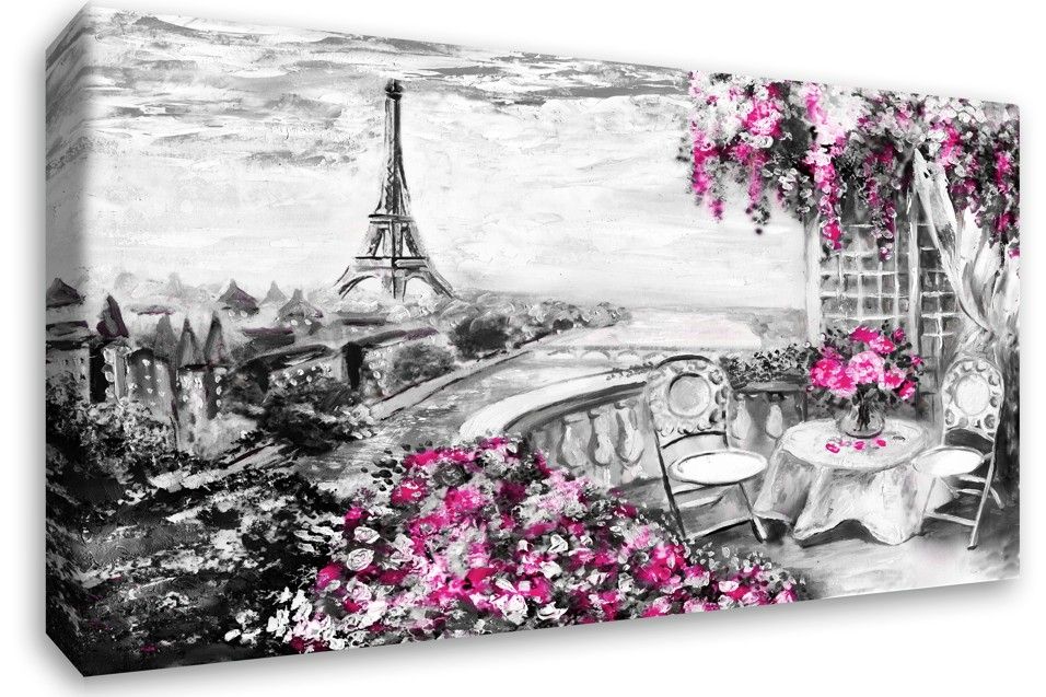 Obraz Paříž malovaná Pink Velikost (šířka x výška): 60x40 cm - S-obrazy.cz