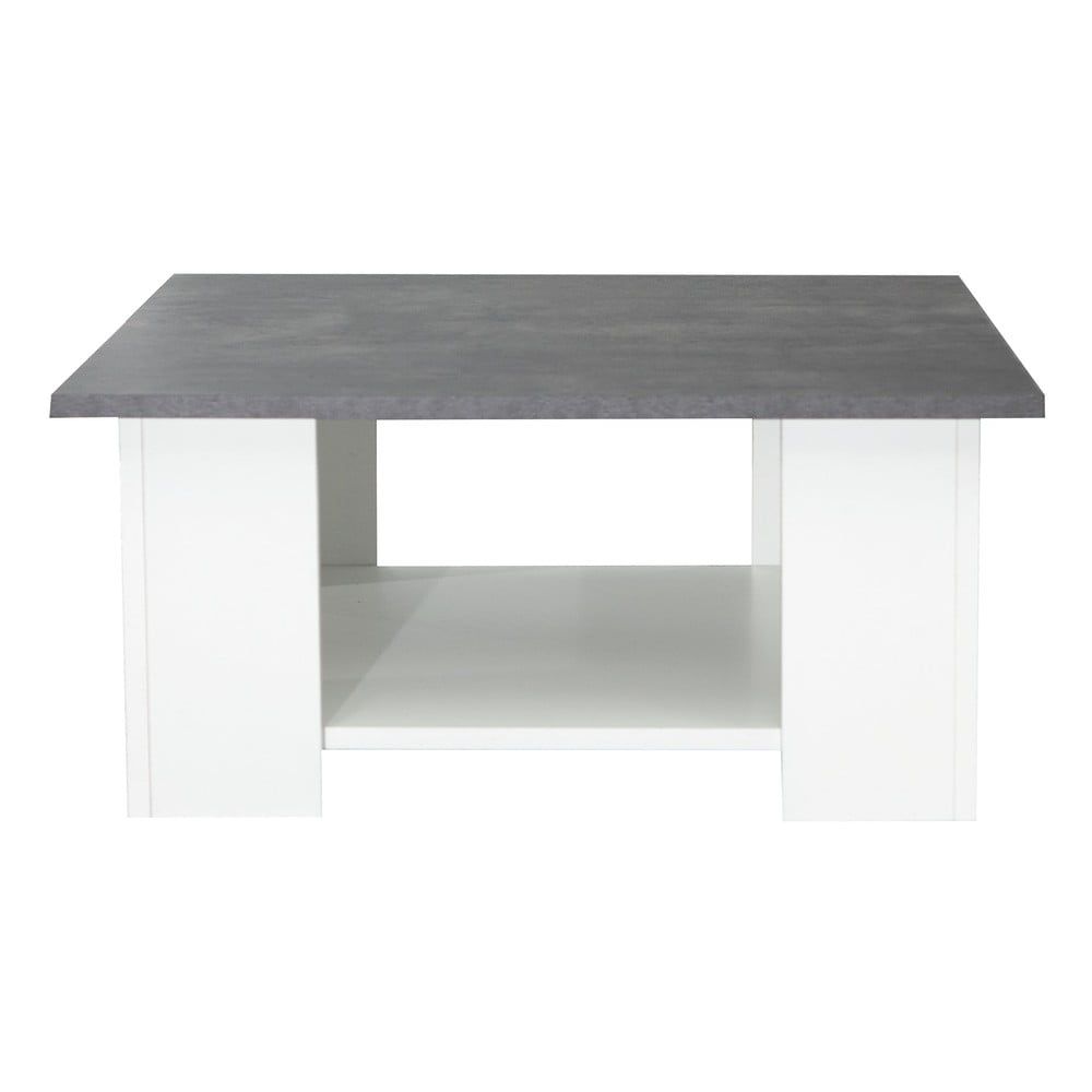 Bílý konferenční stolek s deskou v dekoru betonu 67x67 cm Square - TemaHome - Bonami.cz