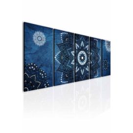 Pětidílný obraz mandala Blue Velikost (šířka x výška): 125x50 cm