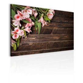 Obraz růžové květy na dřevě Velikost (šířka x výška): 60x40 cm