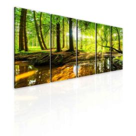 Pětidílný obraz lesní úsvit Velikost (šířka x výška): 200x90 cm