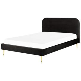 Sametová postel 180 x 200 cm černá FLAYAT