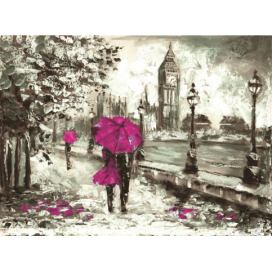 Obraz Londýn v dešti Purple Velikost (šířka x výška): 60x40 cm