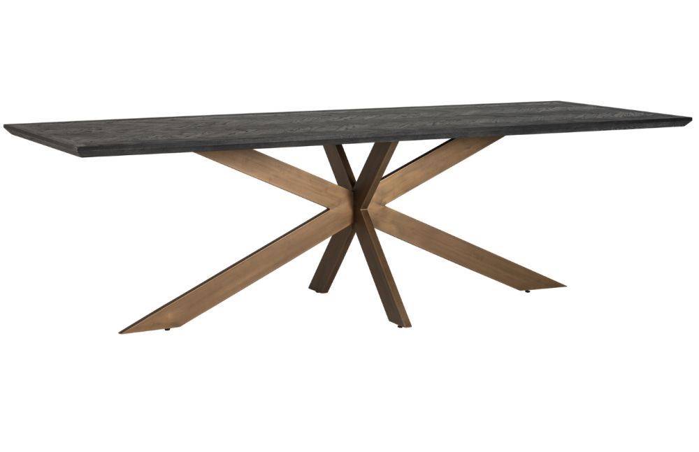 Černo mosazný dubový jídelní stůl Richmond Blackbone 260 x 100 cm - Designovynabytek.cz