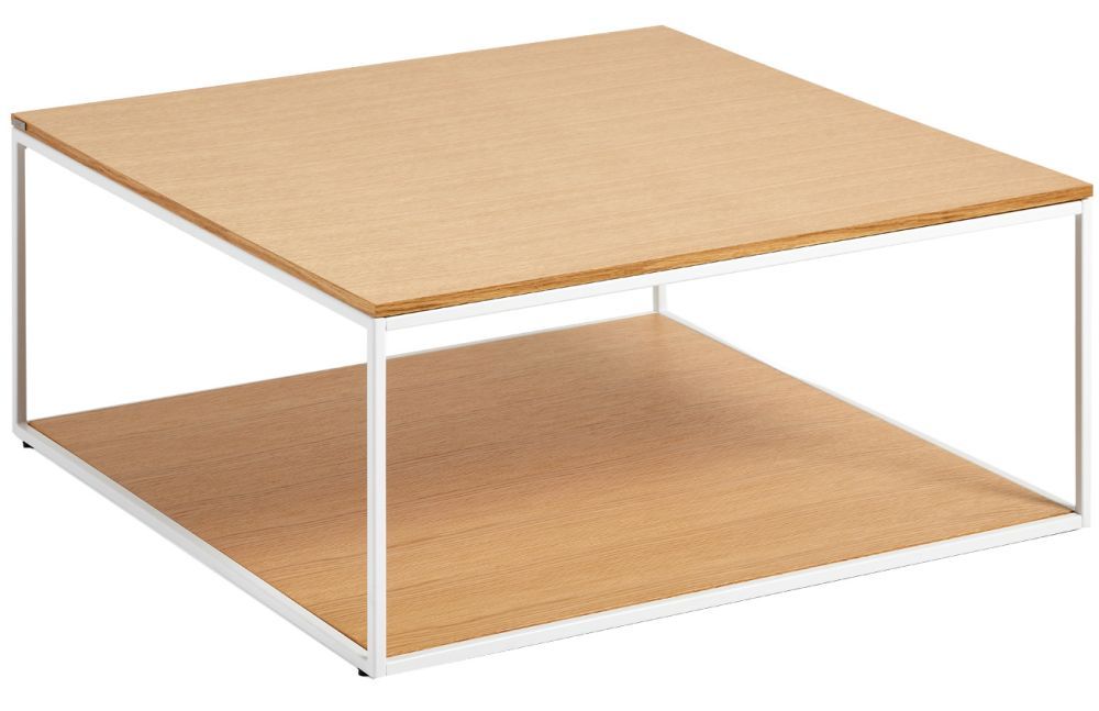 Dubový konferenční stolek Kave Home Yoana 80 x 80 cm s bílou podnoží - Designovynabytek.cz