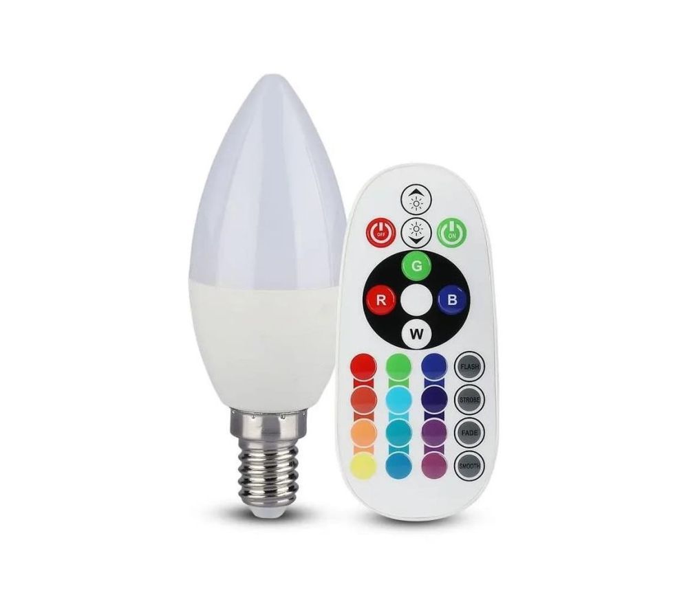  LED RGB Stmívatelná žárovka E14/4,8W/230V 4000K + dálkové ovládání  -  Svět-svítidel.cz