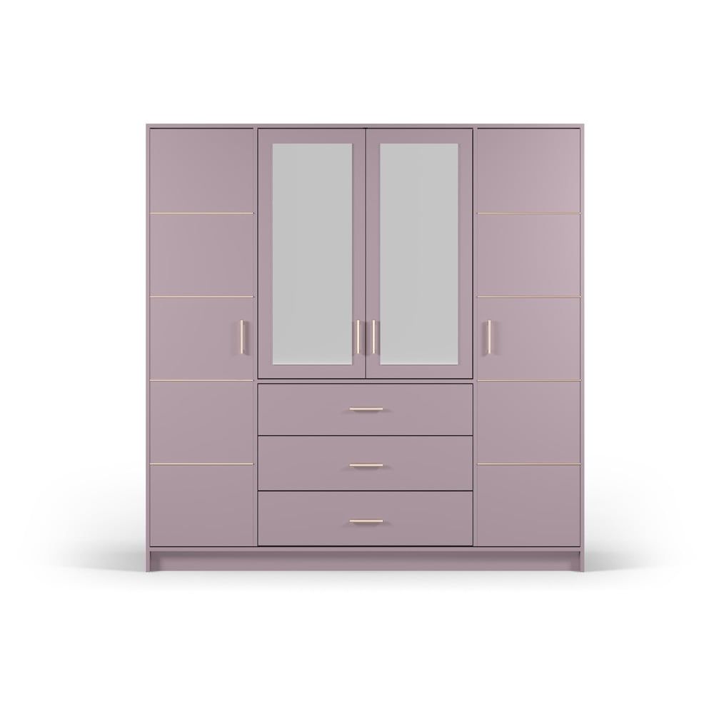 Růžová šatní skříň se zrcadlem 196x200 cm Burren - Cosmopolitan Design - Bonami.cz