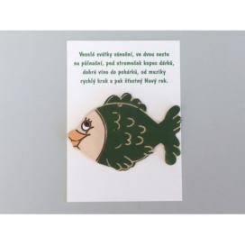 Vánoční přáníčko - zelená rybička Keramika Andreas
