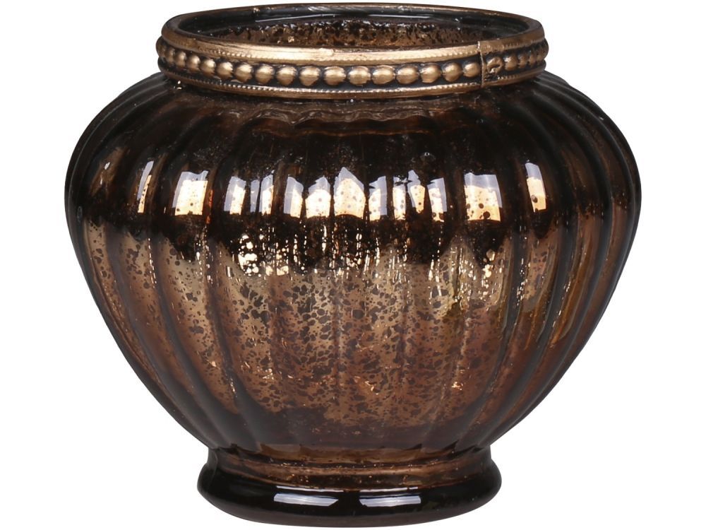 Mocca antik skleněný svícen na čajovou svíčku Goreli - Ø 10*9 cm Chic Antique - LaHome - vintage dekorace