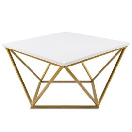 DekorStyle Konferenční stolek Loftstyle II 60 cm zlato-bílý