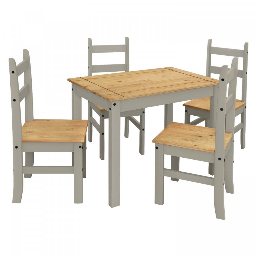 Idea Stůl 100 × 65 + 4 židle CORONA 3 vosk/šedá - ATAN Nábytek